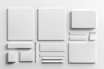 Realistic blank stationery set mockup isolated created with generative ai