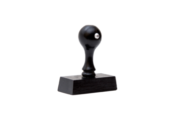 Rubber stamp with wood handle and base isolated on transparent background