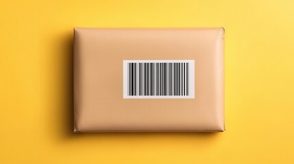 Simple shipping label design with just the address and barcode, centered on a blank background, logistics, shipping label, clean and efficient design