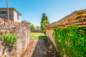 Traditionally houses in the mountains village of Kipoi, Zagori, Greece, near vikos george