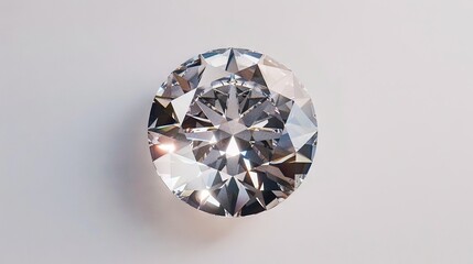   A diamond on a white surface, illuminated by light from its center