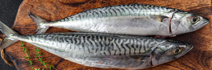 mackerel raw fresh fish seafood fresh meal food snack on the table copy space food background...