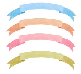 Obraz premium Watercolor illustration set of Banner Ribbons