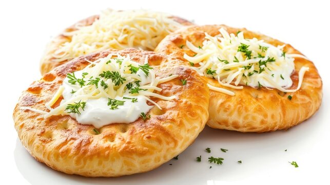 Hungarian langos with sour cream and cheese