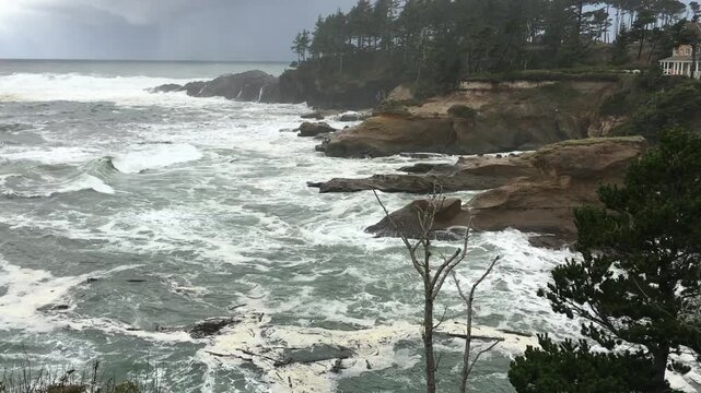 Depot Bay Oregon, central coast highway scenic view, king tides