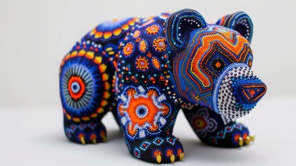 Obraz premium Huichol abstract isolated figure. Traditional folk indigenous art pattern. Psychedelic Mexican craft
