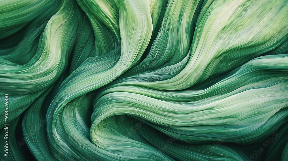 Poster a mesmerizing abstract image featuring flowing green patterns, ideal for backgrounds or artistic pro
