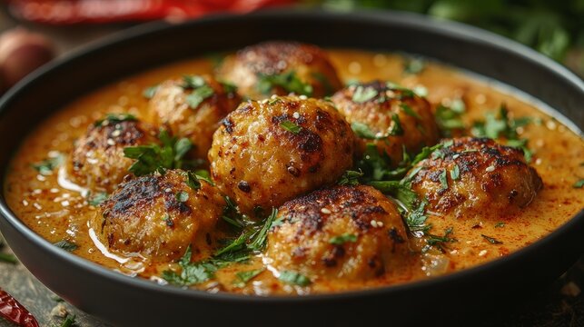 A rich and creamy dish of malai kofta with curry