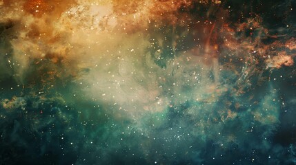 Fototapeta premium A breathtaking view of a cosmic nebula, showcasing a captivating blend of orange, green, and blue hues, representing the vastness of space, the beauty of creation, the mystery of the universe, the pow