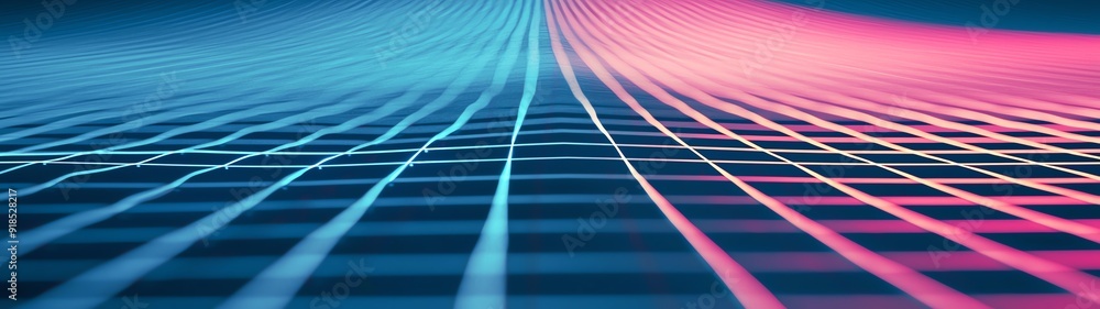 Poster a vibrant abstract background featuring dynamic lines and a color gradient of blue and pink, perfect