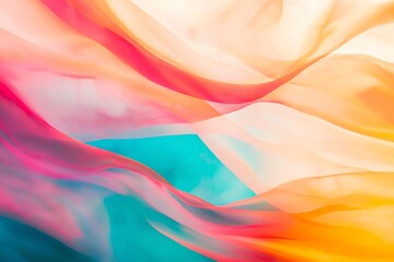 Obraz premium A vibrant abstract image showcasing flowing fabric in warm hues and cool tones, perfect for creative projects and backgrounds.