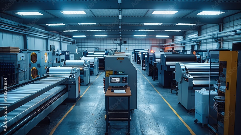 Leinwandbilder a modern small printing company taken from an elevated position. an offset printing machine, a digit