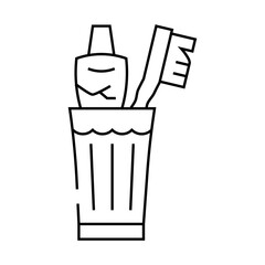 brush your teeth line icon vector. brush your teeth sign. isolated contour symbol black illustration