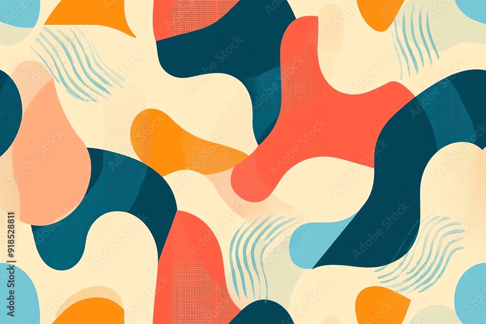 Aufkleber abstract pattern featuring colorful shapes and curves, perfect for backgrounds or creative projects.
