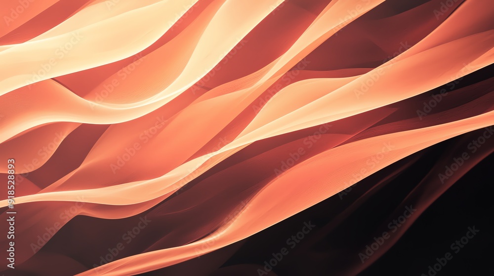 Aufkleber abstract waves of soft coral and peach colors, creating a fluid texture that evokes tranquility and 