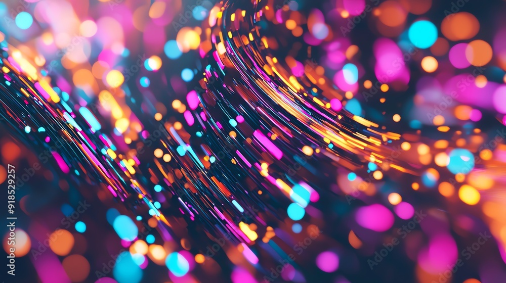Poster colorful abstract lights swirl and dance, creating a vibrant and mesmerizing visual display suitable