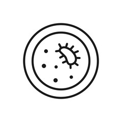 Petri dish with bacteria - line icon, editable stroke. Simple outline laboratory symbol. Lab vector illustration. 