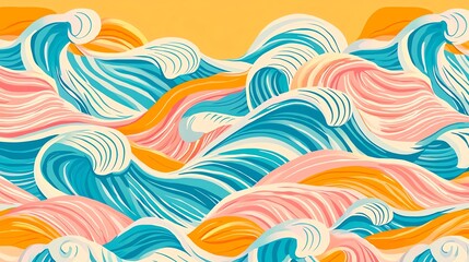 Obraz premium Vibrant and colorful wave patterns with a dynamic flow, perfect for beach, summer, and ocean-themed projects.