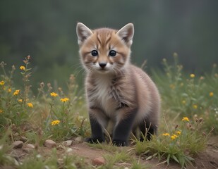  Adorable Furry Kitten in a Meadow