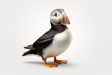 Naklejka premium Puffin over isolated white background. Animal
