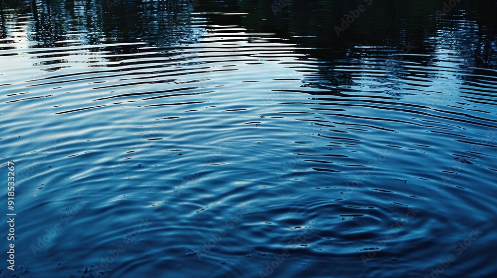 Poster water with ripples on the surface and trees in the background
