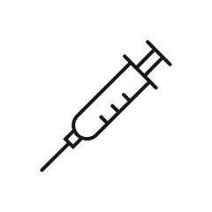 Syringe - line icon, editable stroke. Simple outline medical symbol. Vector illustration.