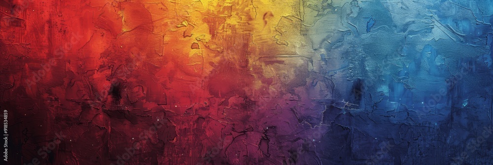 Poster a vibrant abstract background with a gradient transitioning from red to yellow and blue. the texture