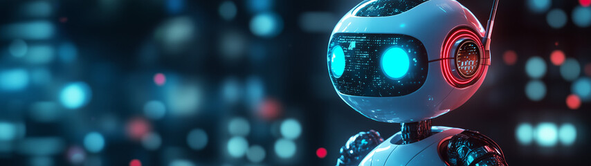 AI chatbot represented by a humanoid robot, created with generative AI technology