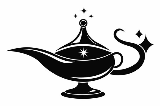 recommend clip art: Aladdin's lamp black silhouette illustration