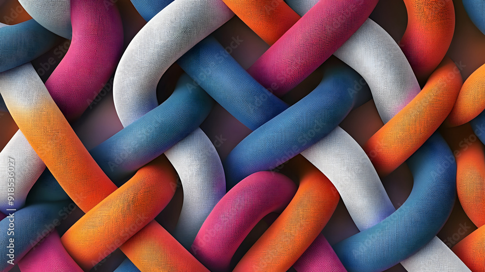 Poster geometric seamless pattern with interlocking shapes and lines in a modern palette.