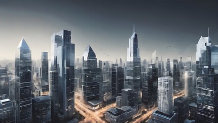 Obraz premium city view at the night with lighting streets