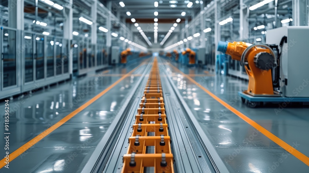 Poster Intelligent manufacturing with advanced automation technology. Generative AI.