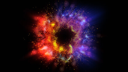 Ca bright magical flash resembles multi-colored and fiery fireworks
olorful fireworks flash in the dark sky