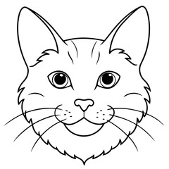 Best Cat  Head  line art, vector, Silhouette, illustration.
