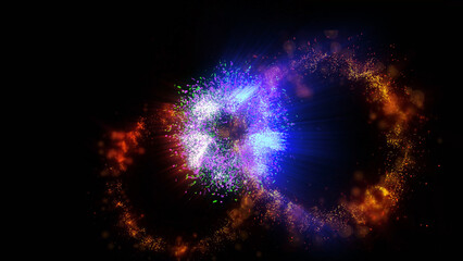 Colorful fireworks flash in the dark sky