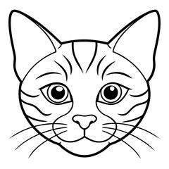 Best Cat  Head  line art, vector, Silhouette, illustration.
