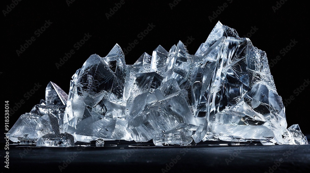 Aufkleber a collection of ice formations resting atop a dark surface alongside a container of wine positioned 