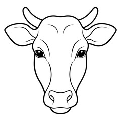 Best Cow  Head  line art  vector, Silhouette, illustration.
