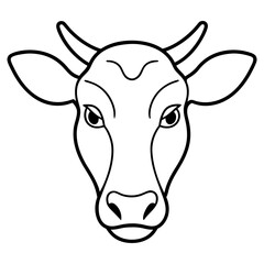 Best Cow  Head  line art  vector, Silhouette, illustration.
