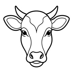 Best Cow  Head  line art  vector, Silhouette, illustration.
