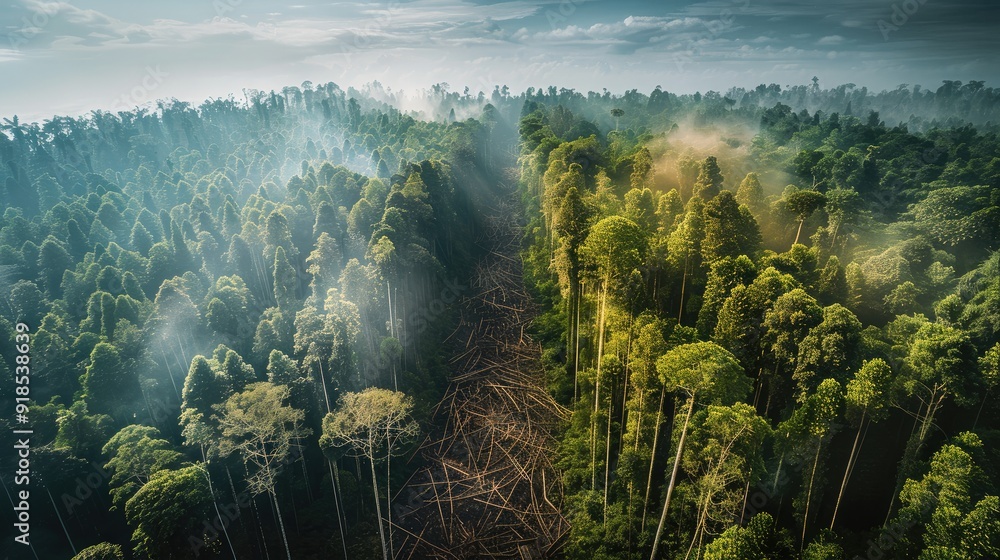 Poster a forest loss over. taken from an elevated position. generative ai.