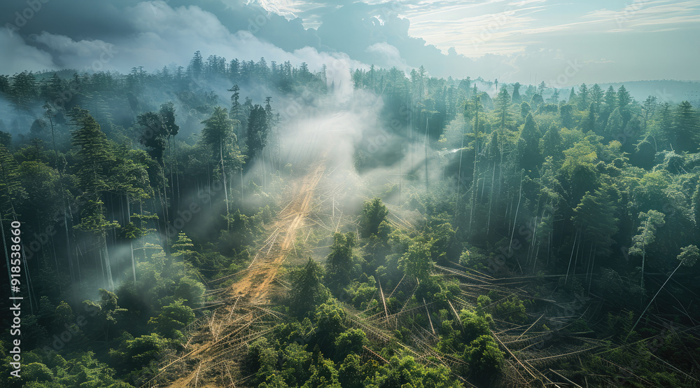 Poster a forest loss over. taken from an elevated position. generative ai.