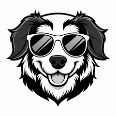 dog head is wearing a sun glass   Silhouette Vector illustration