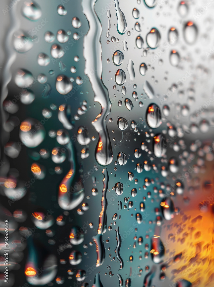 Aufkleber raindrops on the window. close-up. generative ai.