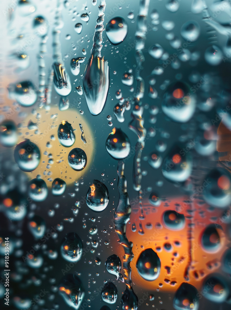 Aufkleber raindrops on the window. close-up. generative ai.