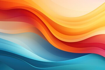 Fototapeta premium Abstract background with curved lines in blue, orange and red.