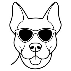 Best Dog Head line art,  vector, Silhouette, illustration