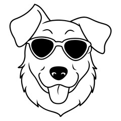Best Dog Head line art,  vector, Silhouette, illustration