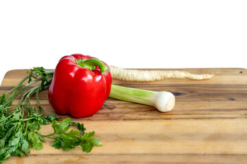set of fresh vegetables on a wooden desc, healthy eating concept 