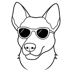 Best Dog Head line art,  vector, Silhouette, illustration
